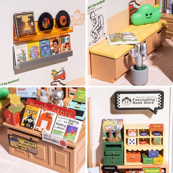 ROBOTIME DIY Miniature House - 1:24 Scale Realistic Store Kit with LED Light - Tiny Model Mini House with Furniture, Best Birthday Gift