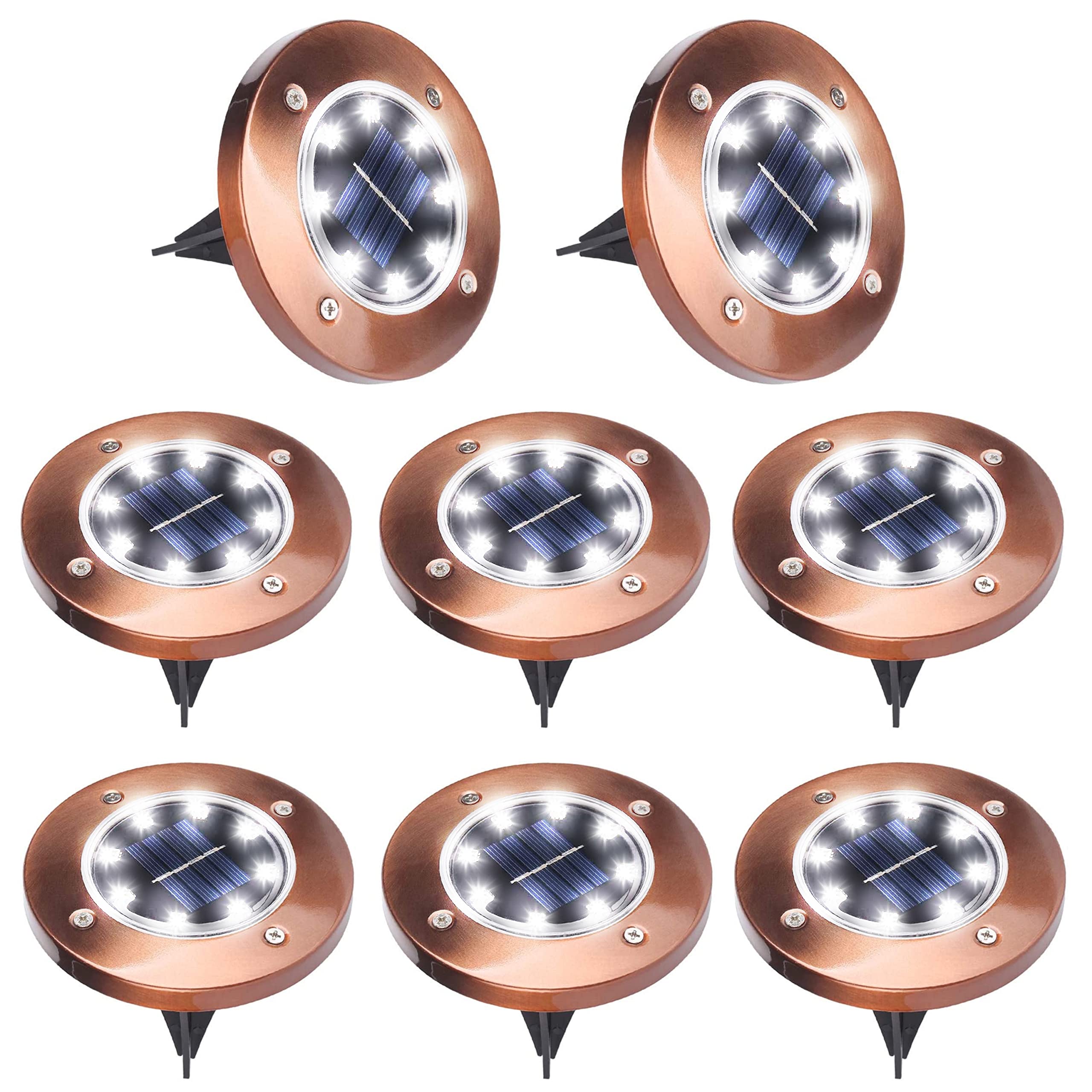 JHBOX Solar Pathway Lights, 8 LED Outdoor Waterproof Landscape Path