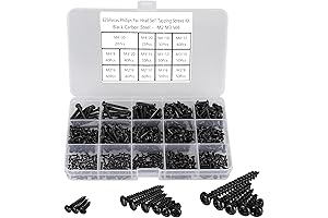 625PCS M2, M3 & M4 Self-Tapping Black Screw Assortment Kit