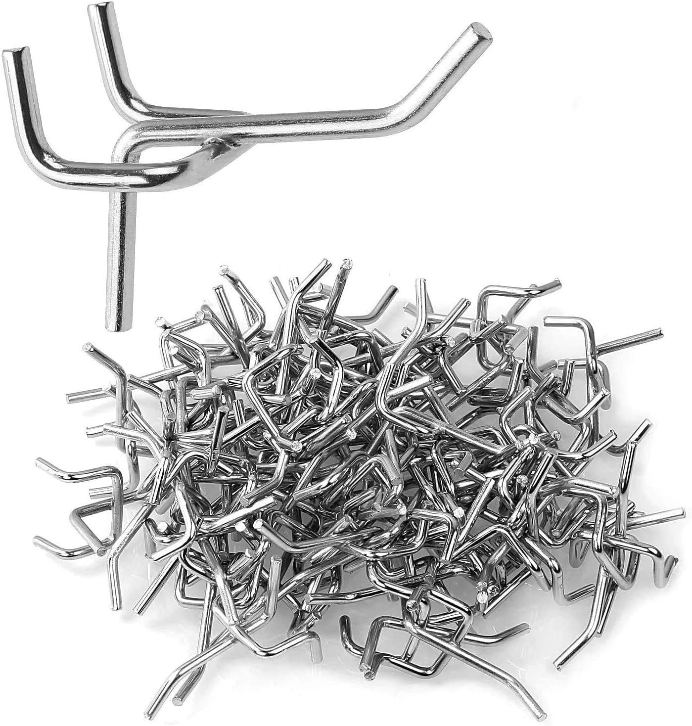 JMIATRY 100PCS Metal Pegboard Hooks 1 Inch Pegboard Hooks 1/8" Diameter Heavy Duty Board Shelving Peg Board Hook for 1/4" - 1/8” Thick Metal Perforated Pegboards, Pegboards Counters Display, Crafts