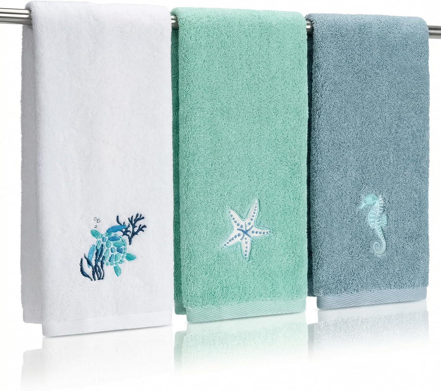 3 Pcs Tropical Palm Leaves Hand Towels for Bathroom Green Tropical Bathroom Decor Summer Monstera Embroidered 14x29 Inch Cotton Decorative Bath Hand Towels Soft Absorbent Kitchen Towel Home Gifts