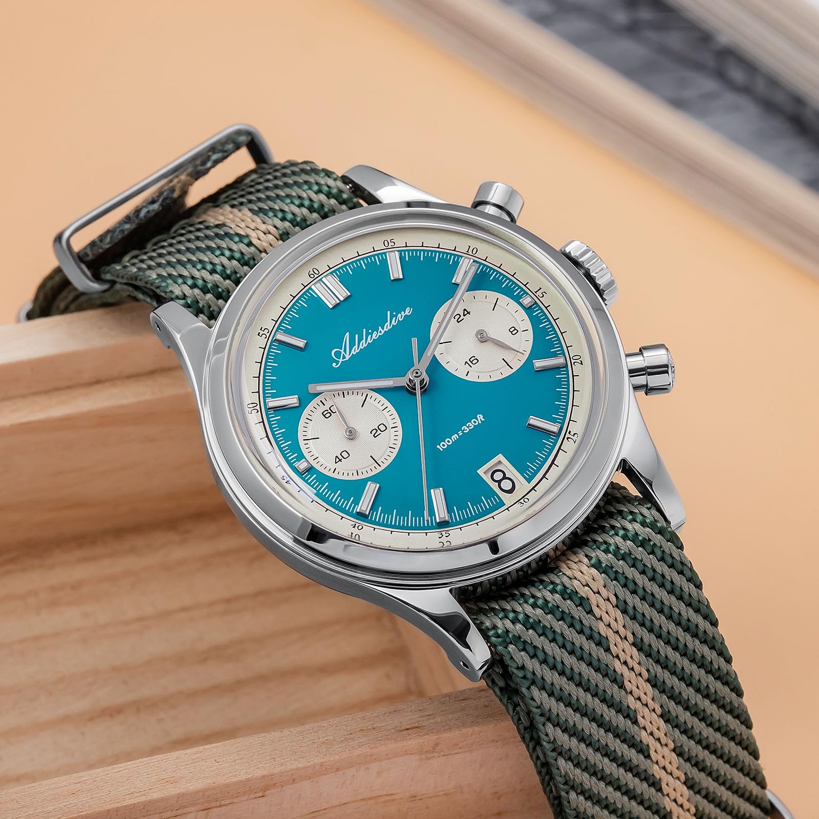 ADDIESDIVE 38 MM Quarzo Cronografo Orologio VK64 Movimento Vetro minerale K1 Impermeabile 100 M BGW9 Luminoso Acciaio Inox Quadrante Panda Orologi Sportivi per Gli Uomini Cinturino in Nylon