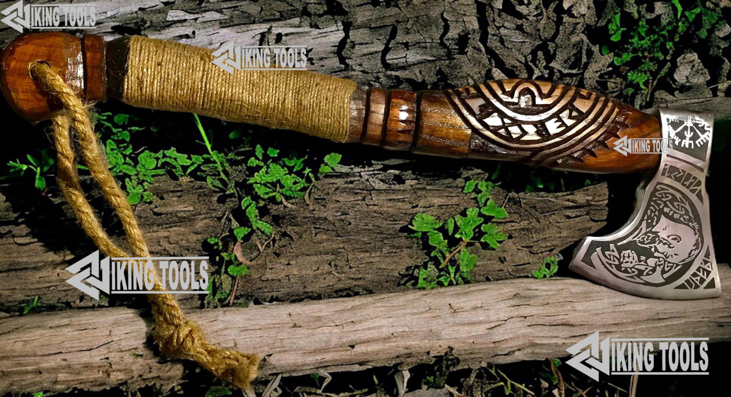 [Viking Tools] 22”Two Handed Large Berserker Axe, Large Norse Axe,Scandinavian Style Viking Axe Double Headed ax, Functional Viking Battle ax, History of Viking Norse Mythology(Large Norse Axe real)