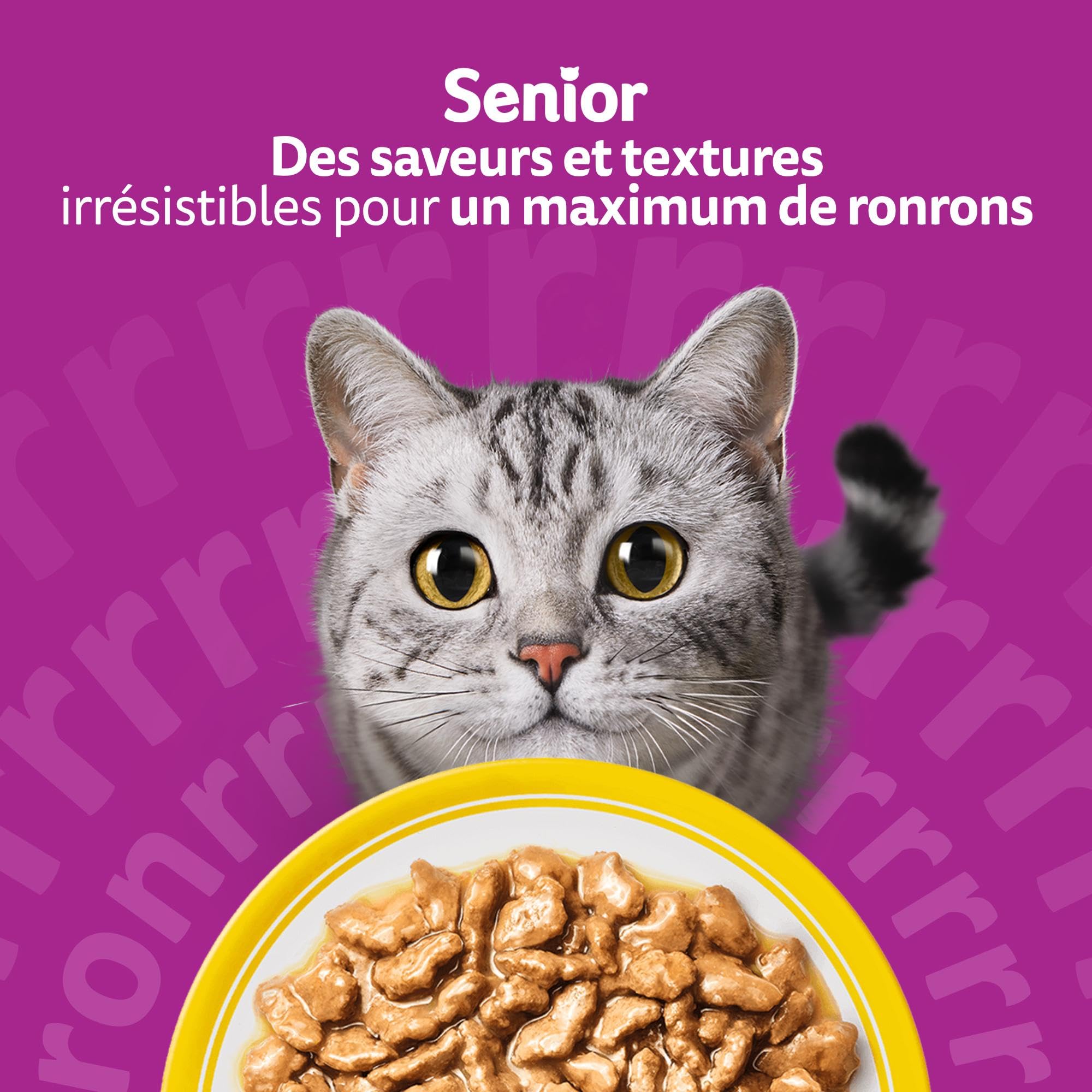 WHISKAS Aliment humide en sauce Chat senior 7+ 12x85g Festins à la Volaille (Lot de 4) 48 Sachets