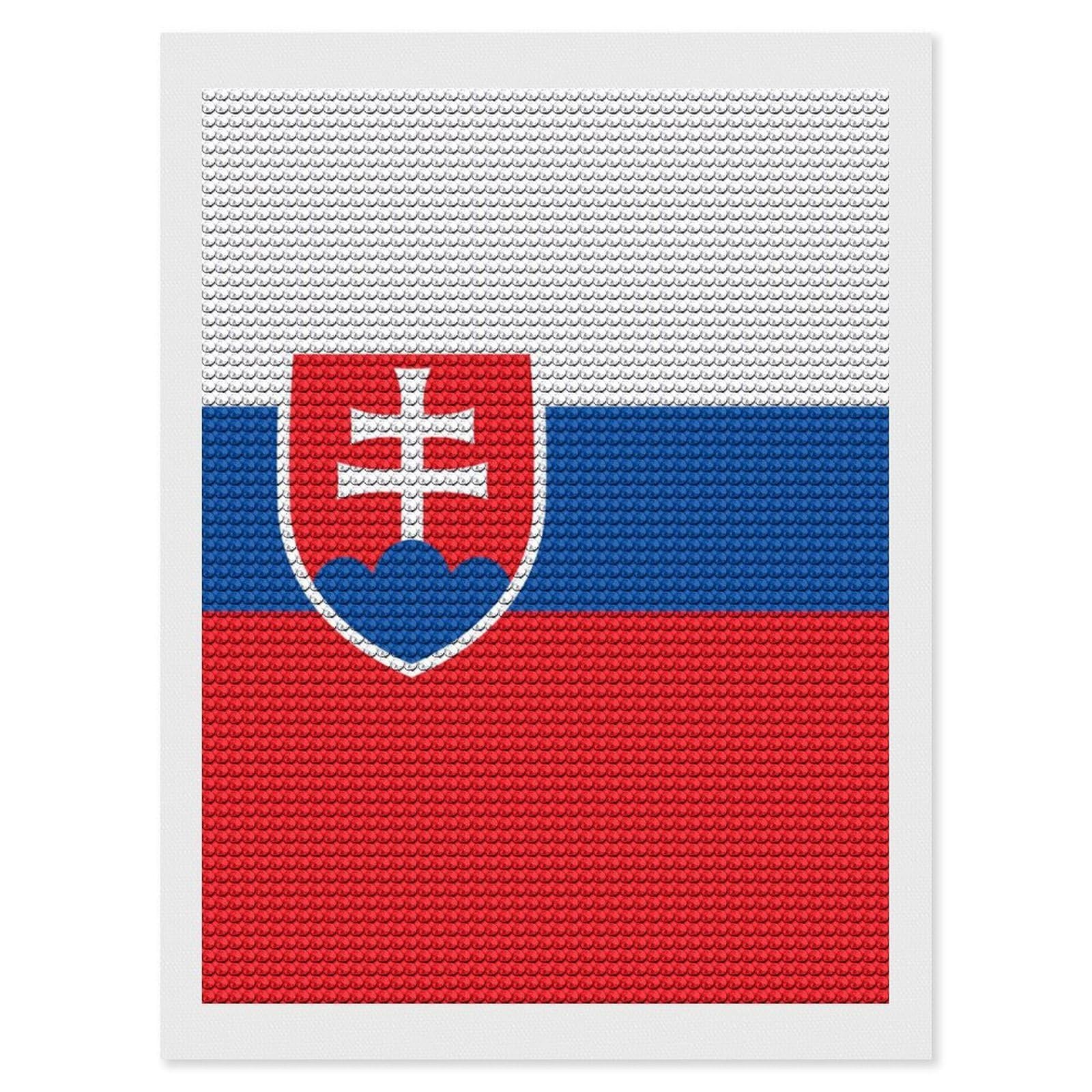 Nclqvjxzkhw Style Flag Of Slovakia Diamond Art Painting For Adult Round Diamonds Pictures Arts Crafts Home Wall Decor 12"X16"
