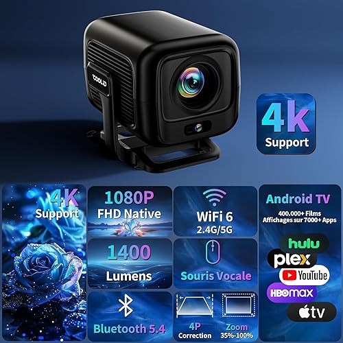 Miniatura 3 de Enfoque automático y actualizado en 2026 Mini proyector 1080P FHD compatible con proyector portátil 4K con WiFi 6 y Bluetooth5.4 aplicación