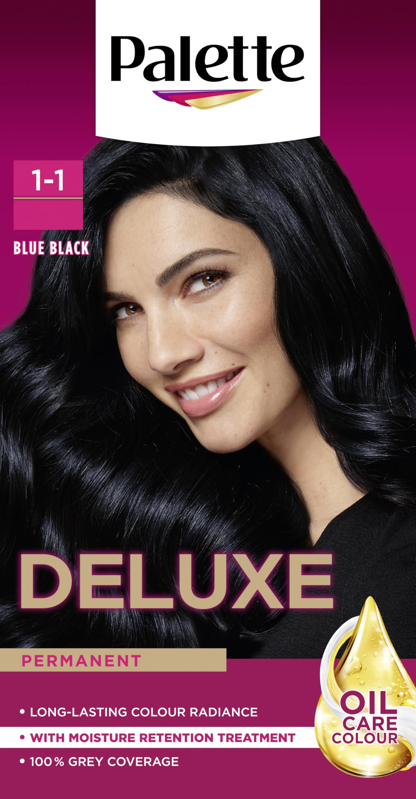 Schwarzkopf Unisex Kids Blue Deluxe 'Hair Dye' 1-1 Black Permanent Creme Colour Intense Shine 50Ml, 2 Pack