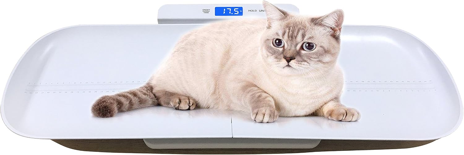 ONETWOTHREE Precision Digital Pet Scale for Dogs and Cats with 3 Weighing Modes, Tray Size 27.5 Inches, 220 Pounds Capacity (White)