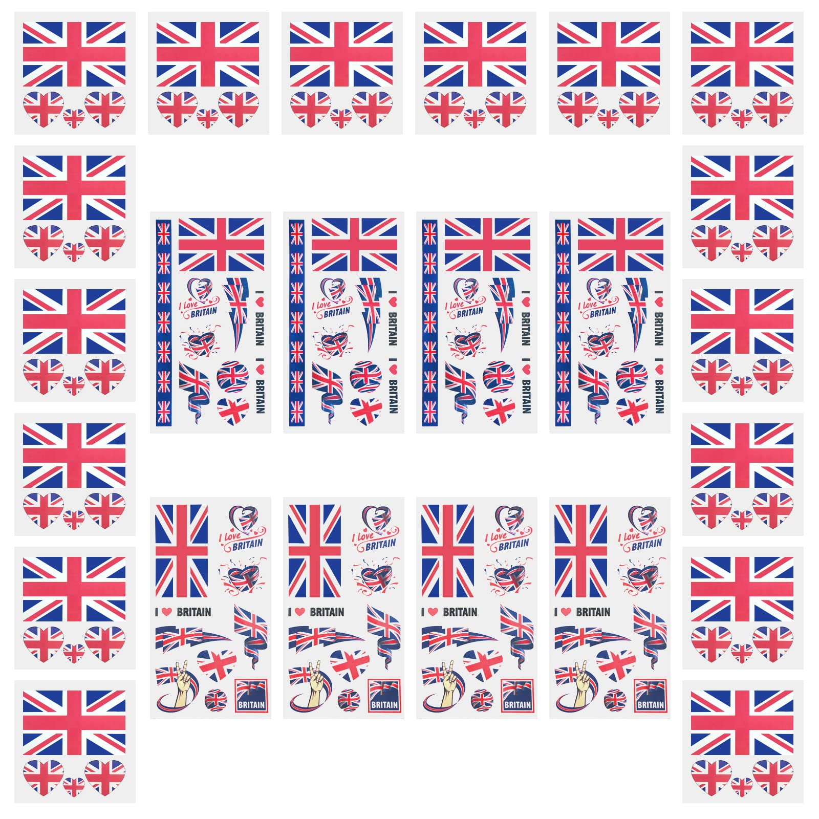 AhfuLife 24 Sheets Union Jack Flag Tattoos for VJ-Day 80th Anniversary- Temporary Tattoo Transfer Stickers for World Cup Olympic Decorations National Day Football Support Event (UK)