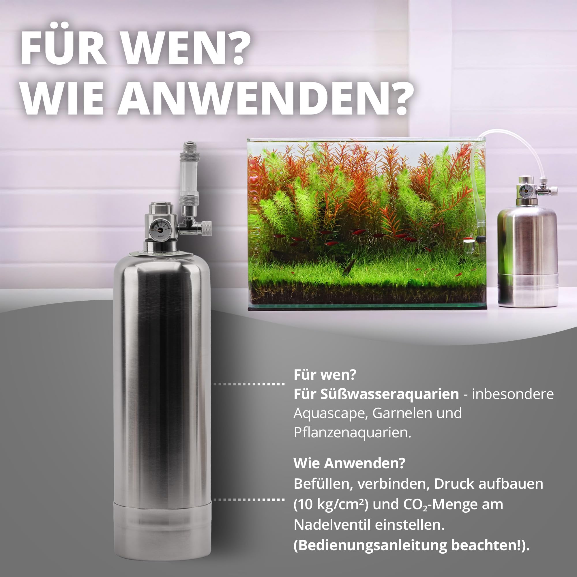 NatureHolic - Generador de CO2 I Nueva planta de CO2 I Bien ajustable y ajustable I Basado en ácido cítrico I Fácil de rellenar I 1 litro