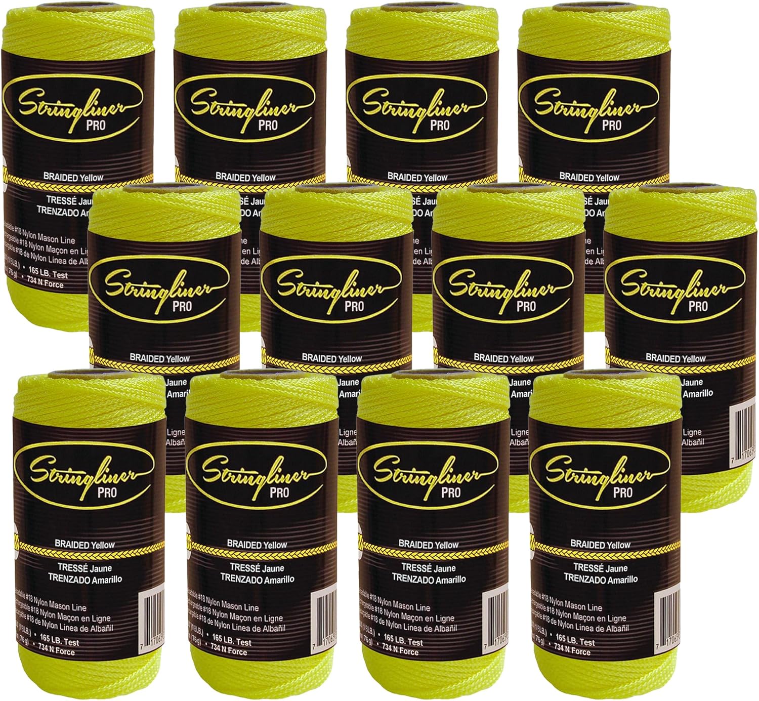 35050 Mason’s Line Replacement Rolls – 1/8 Lb. #18 Construction Replacement Roll Braided Yellow 125'. (12 Pack)