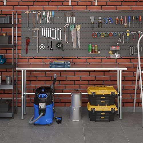 Miniatura 8 de AmGood Mesa de trabajo de acero inoxidable con base abierta  NSF - Preparación de alimentos para isla de cocina  Banco de servicio para lavandería