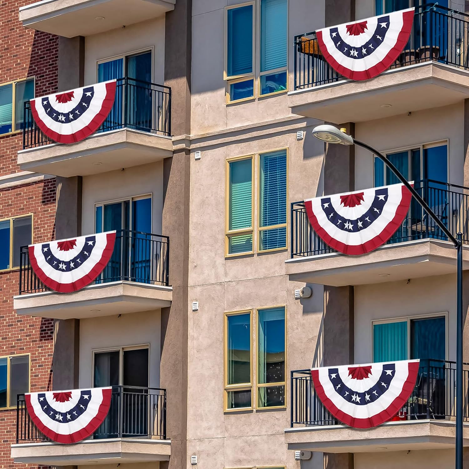 3 x 6 Ft American Pleated Fan Flag, USA Patriotic Half Fan Bunting Flag, 4th of July Memorial Day Decorations Flags (Set of 4) - Image 7
