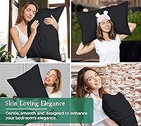 Vista 4 de Royale Linens Juego de 2 fundas de almohada estándar – Fundas de almohada de cama – 20 x 26 pulgadas – Fundas de almohada negras – 1800 microfibra