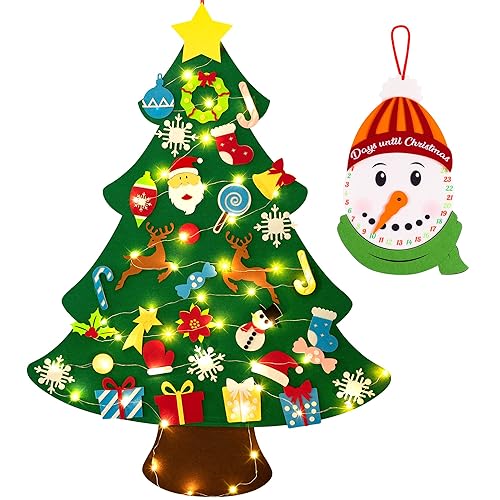 jollylife 3ft DIY Felt Christmas Tree Set + Snowman Advent
