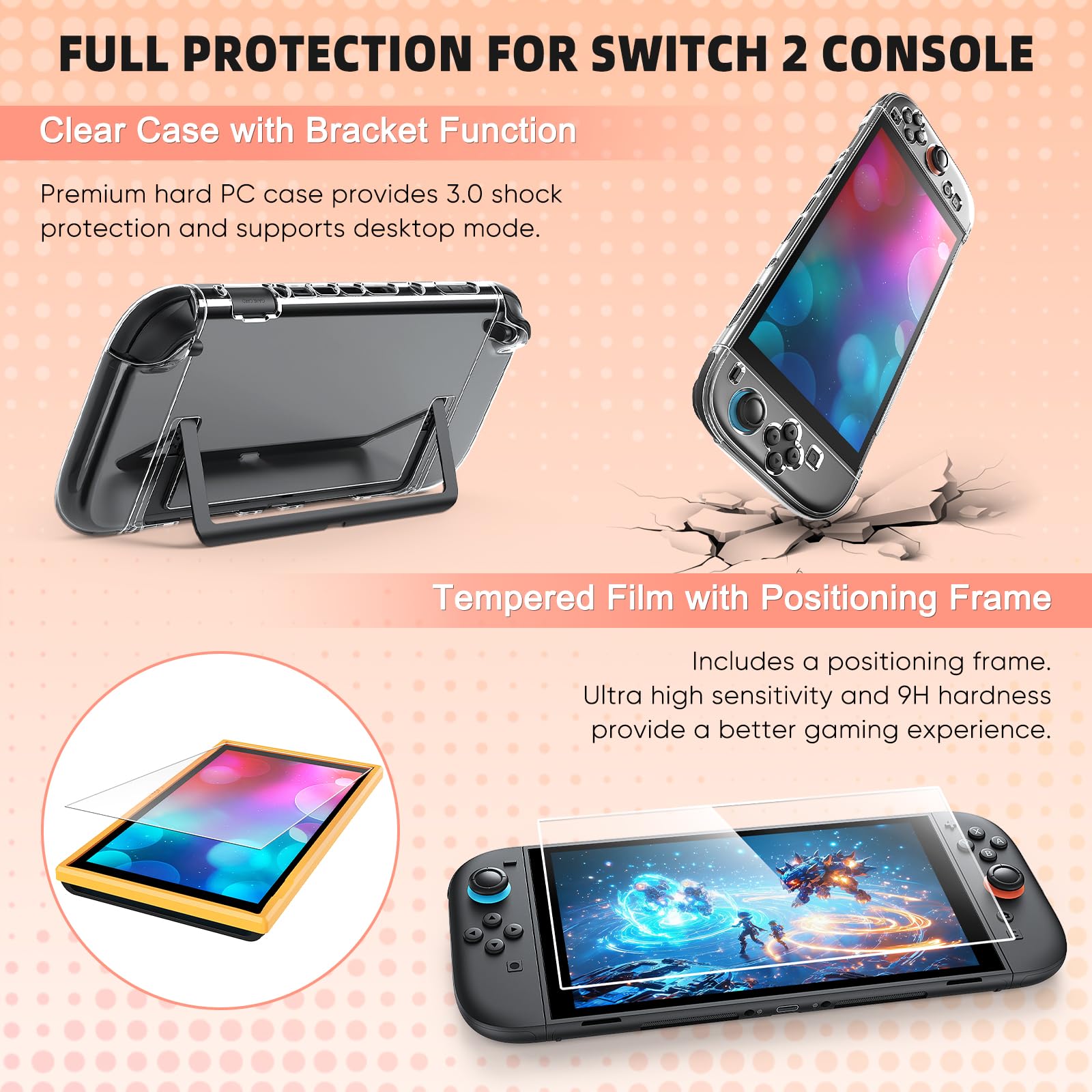 Switch 2 Zubehörset, Bundle Tasche für Nintendo Switch 2,30-in-1 Set: Tragetasche, Controller-Ladestation, Griffe für JoyCon, Lenkräder, Handgelenkschlaufe, Beinschlaufe,Schwarz (30 Stück)