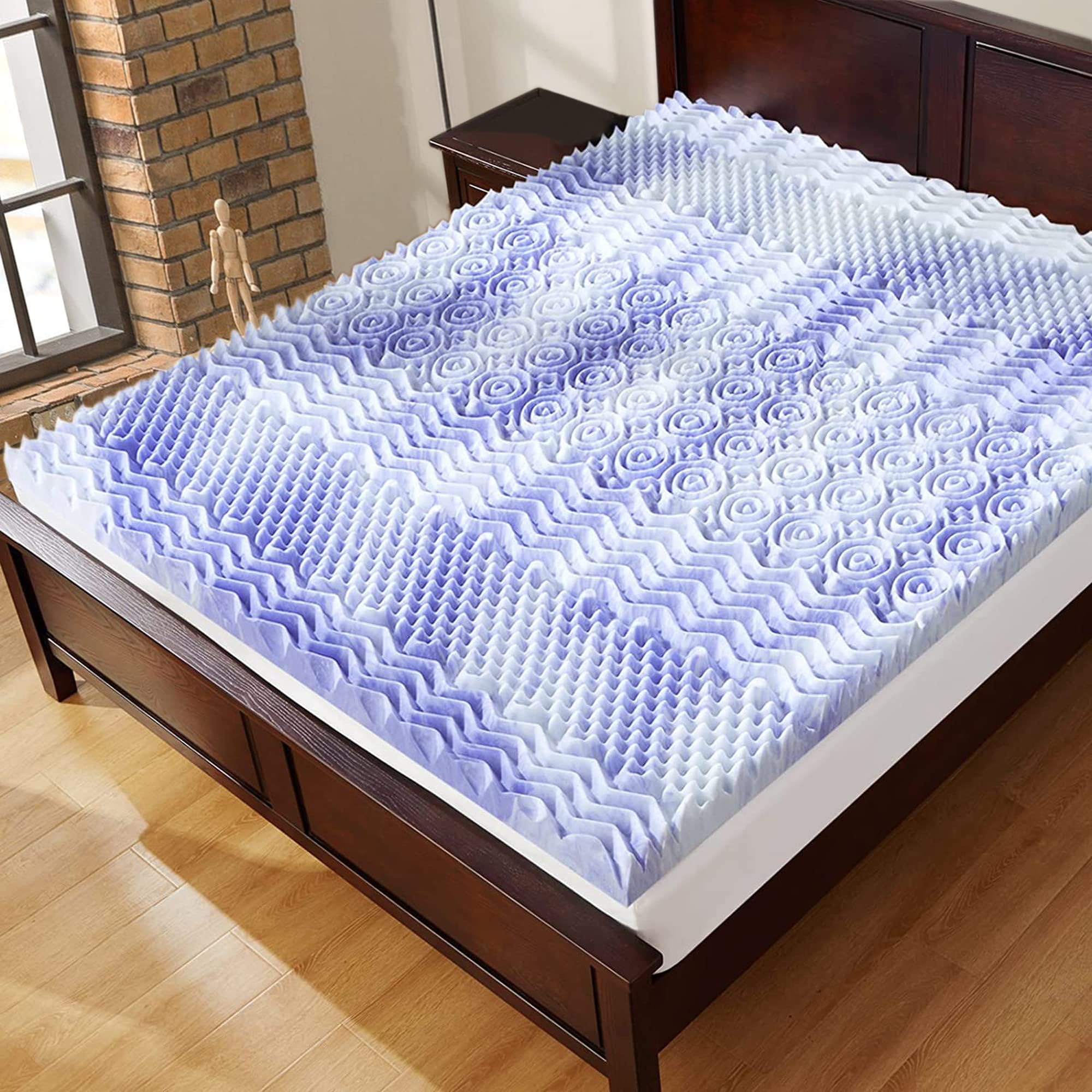 Springtek Premium Multi Zoned Gel Memory Foam Mattress Topper for Queen Size Bed | Queen Bed Topper 72"x60" | 2" Padding | Mattress Padding for Comfortable Sleep | 72 By 60 Inch, White