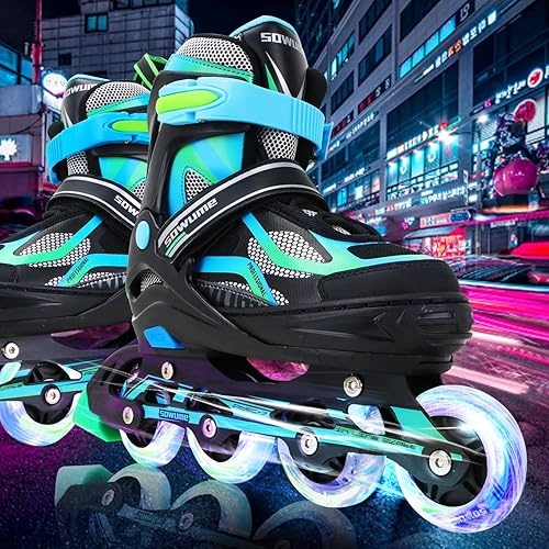 Miniatura 7 de Sowume Patines en línea ajustables para niñas y niños, patines con todas las ruedas iluminadas, patines para mujer para niños y adultos, hombres y