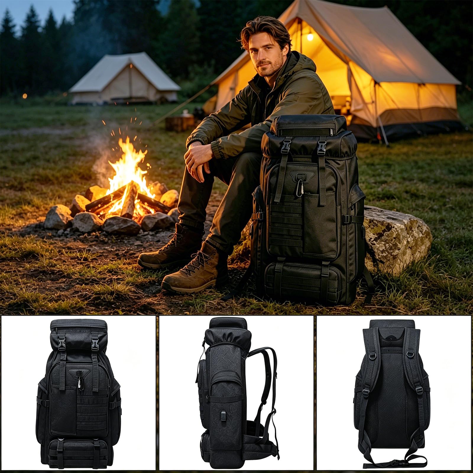 80l Camping Piesze Wycieczki Plecak, duży Survival polowanie plecak Mężczyzn, Wodoodporny Plecak Taktyczny Dla Mężczyzn Kobiety, lekki Molle Wojskowy Plecak Na Zewnątrz Podróży