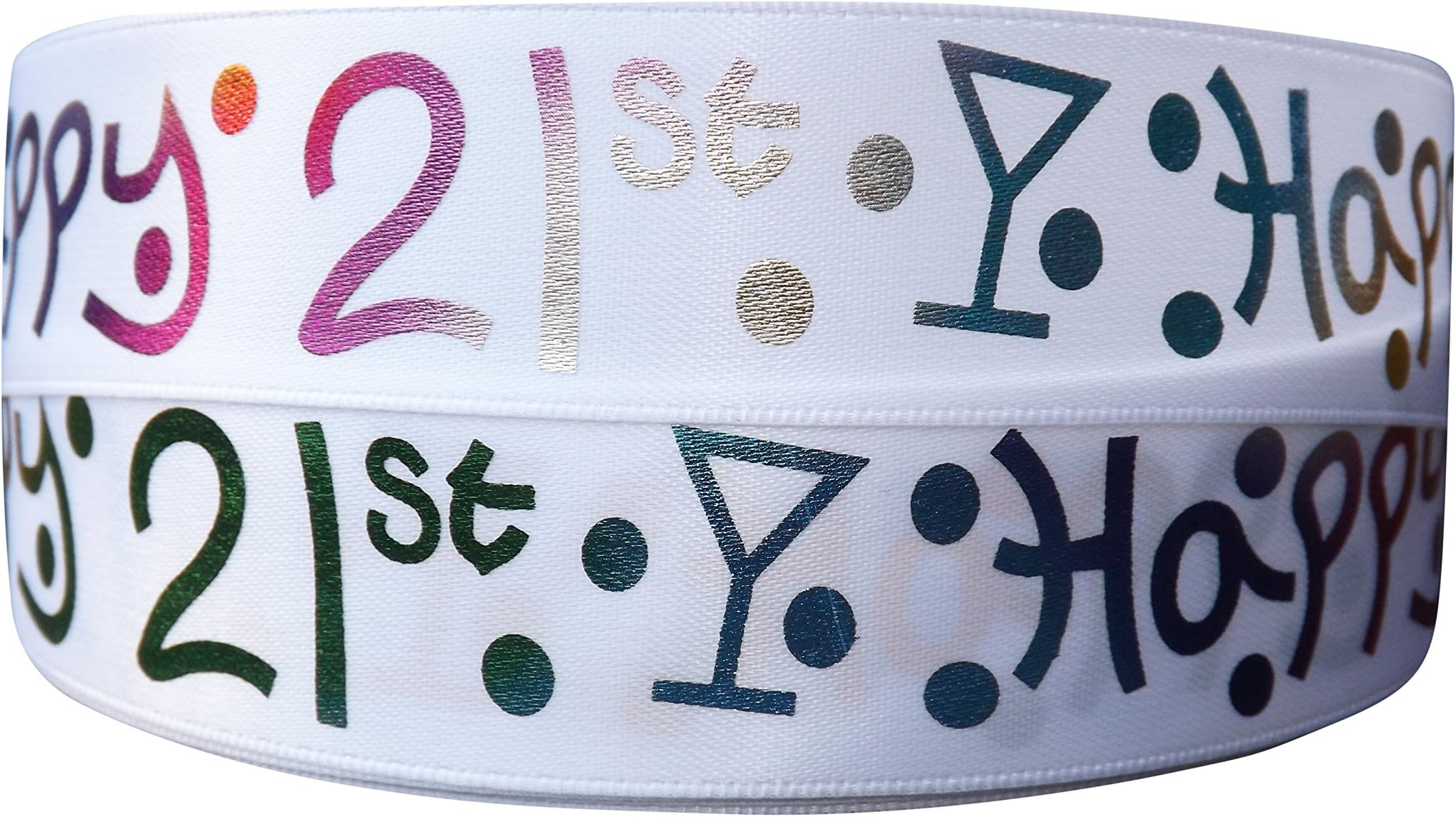 Luxury Double Faced Satin 2m x 25mm Happy 21st Birthday Ribbon for CAKE'S Birthday Cakes Gift WRAP Wrapping Ribbon Cards Birthday Decorations Craft