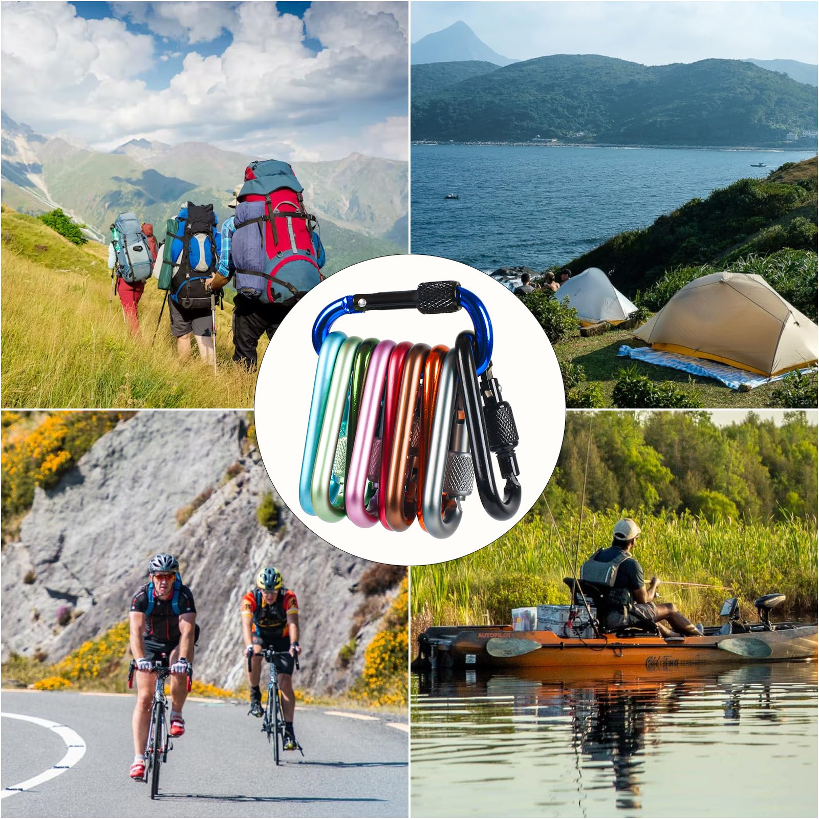 10 Pezzi Moschettone Portachiavi in Lega di Alluminio Moschettoni Piccoli D Forma Portachiavi Gancio Moschettone Arrampicata per Campeggio, Pesca, Trekking o Viaggio (5mm)