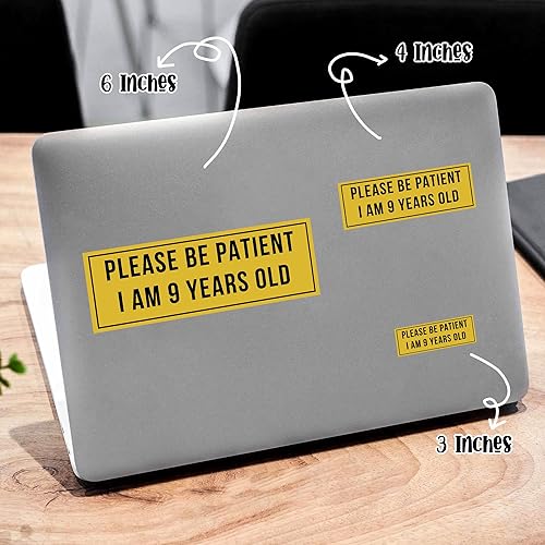 Miniatura 2 de YNhiCraft1921, Calcomanía divertida para parachoques con texto en inglés Please Be Patient I Am 9 Years Old , vinilo impermeable para automóvil,