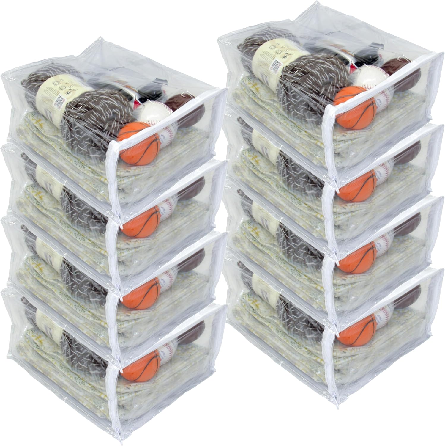 20-Pack Heavy Duty Vinyl Zippered Closet Square Storage Bags (Clear) for Sweaters, Blankets, Arts & Crafts, Toys and Much More! (9" x 11" x 5") 2.1 Gallon