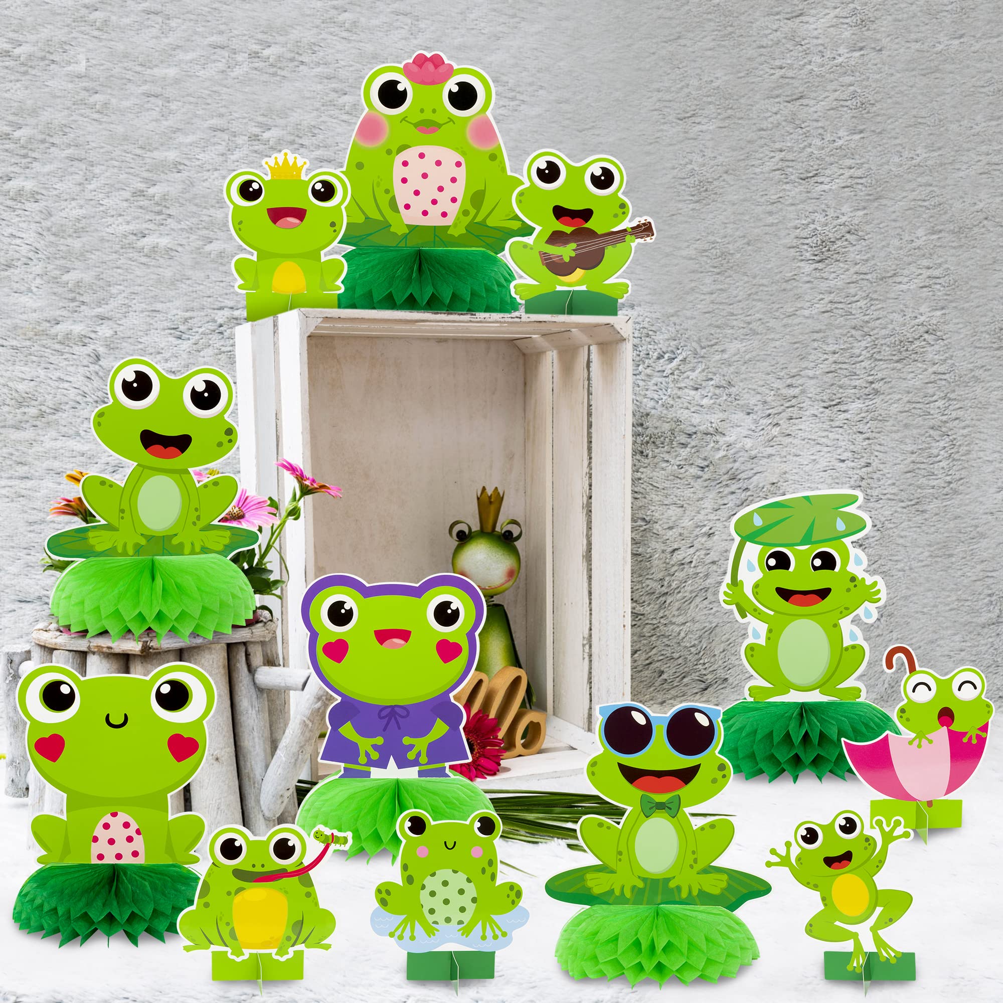 Snapklik.com : 12Pcs Summer Frog Honeycomb Centerpieces Double-Sided ...