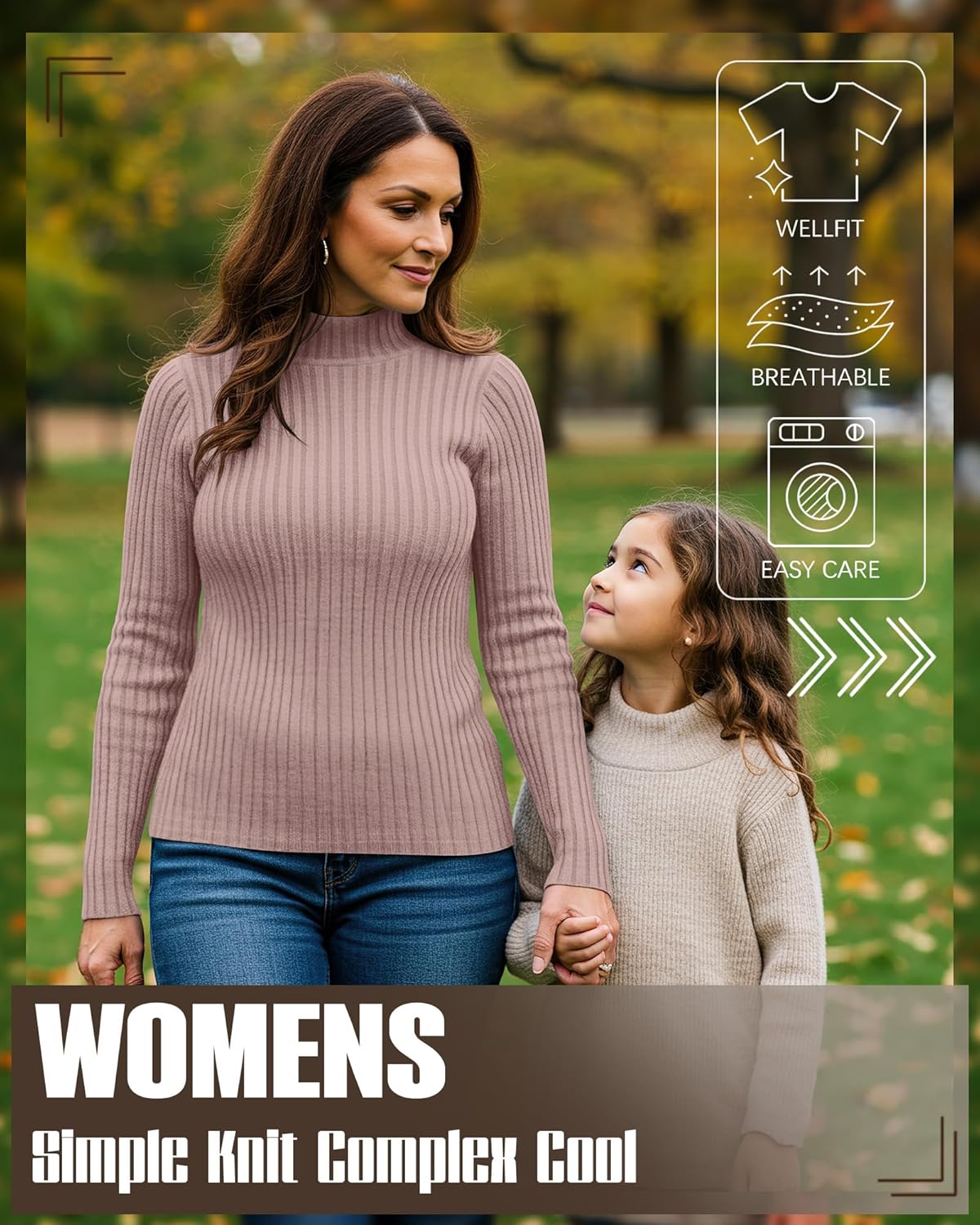 Riyiper 3 Pack Women's Ribbed Plus Size Mock Turtleneck Tops, Long Sleeve Slim Fit T-Shirts Pullover Sweater Basic Layer Top - Image 5