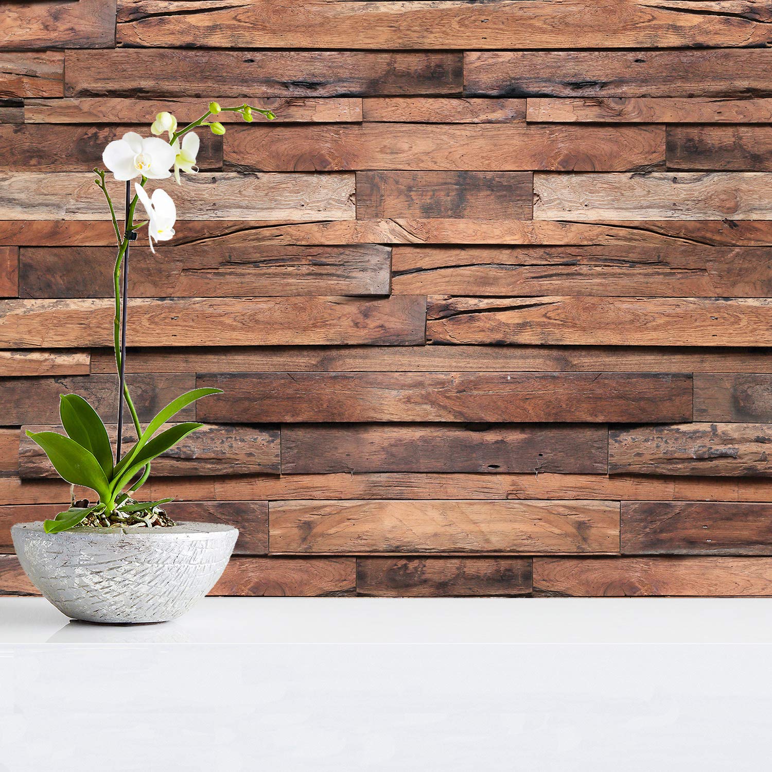 Walplus "Flexiplus Timber Strips" Removable Self-Adhesive Wall Stickers Murals Nursery Office Home Decoration, Pack of 4