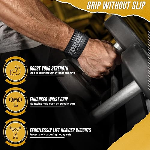 Miniatura 4 de Correas de muñeca para levantamiento de pesas  Correas de elevación resistentes de 20.8 pulgadas con agarre antideslizante, soporte de muñeca para