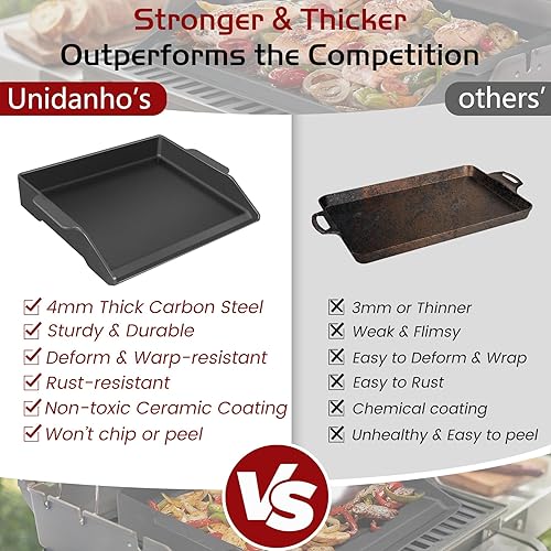 Miniatura 8 de Plancha de hierro fundido, placa de cocina universal, plancha plana de carbón para parrilla de gas de carbón para Weber Charbroil Nexgrill, piezas