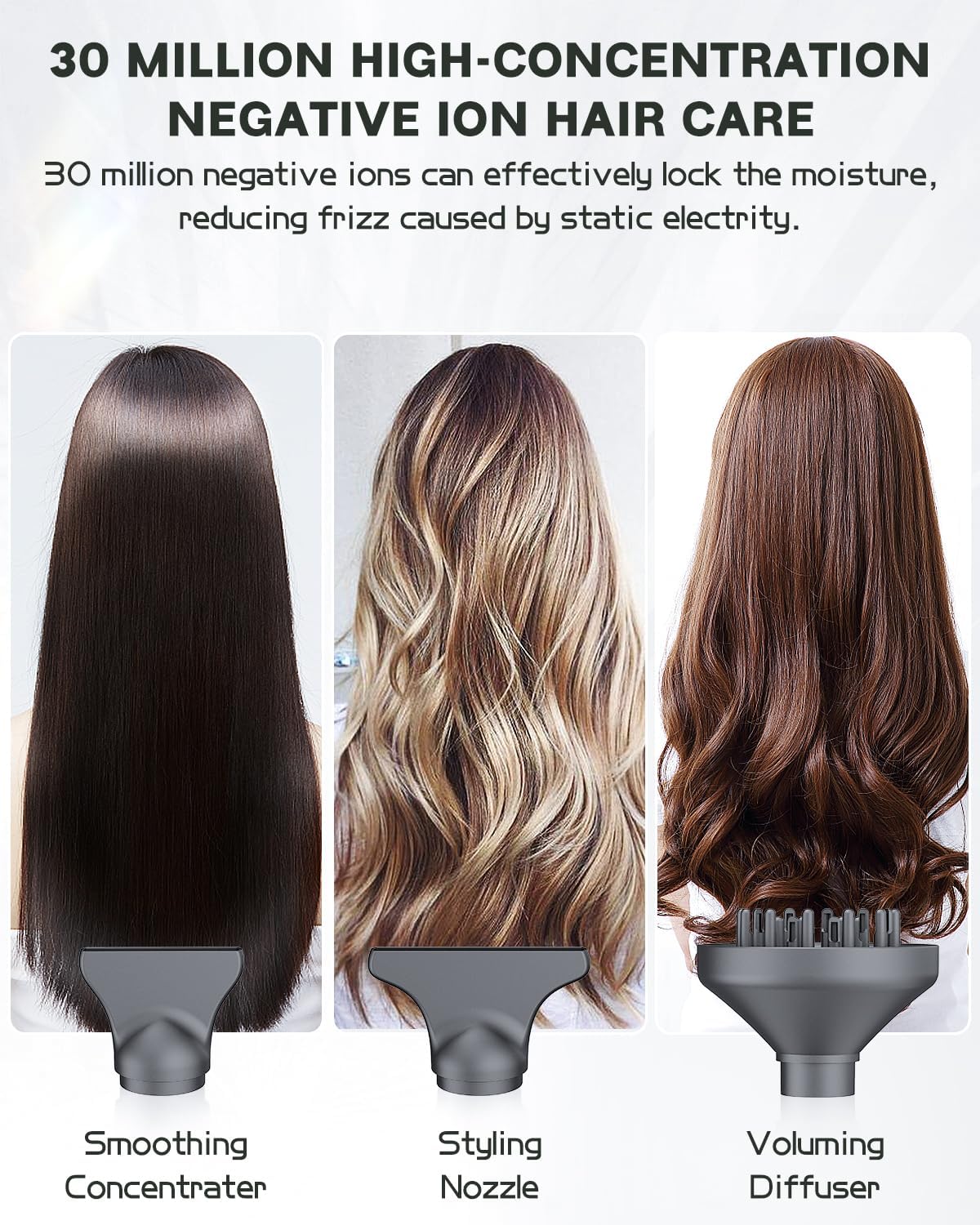  Professional Ionic Hair Dryer with Diffuser - Lightweight, Compact, Powerful & Fast Salon Blow Dryer with High Speed Brushless Motor for Travel, Women & Men Ceramic, Black thumbnail
