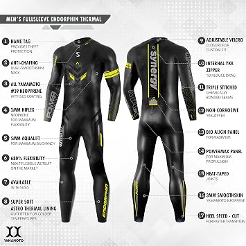 Synergy Triathlon Thermal Wetsuit 5/3mm - Endorphin Full Sleeve Smoothskin Neoprene for Open Water Swimming
