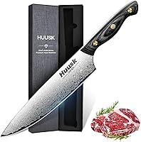 Vista 16 de Huusk Juego de 4 cuchillos de carnicero, cuchillo japonés para carne, cuchillo de cocina similar a hacha y cuchillo vikingo afilado para cortar