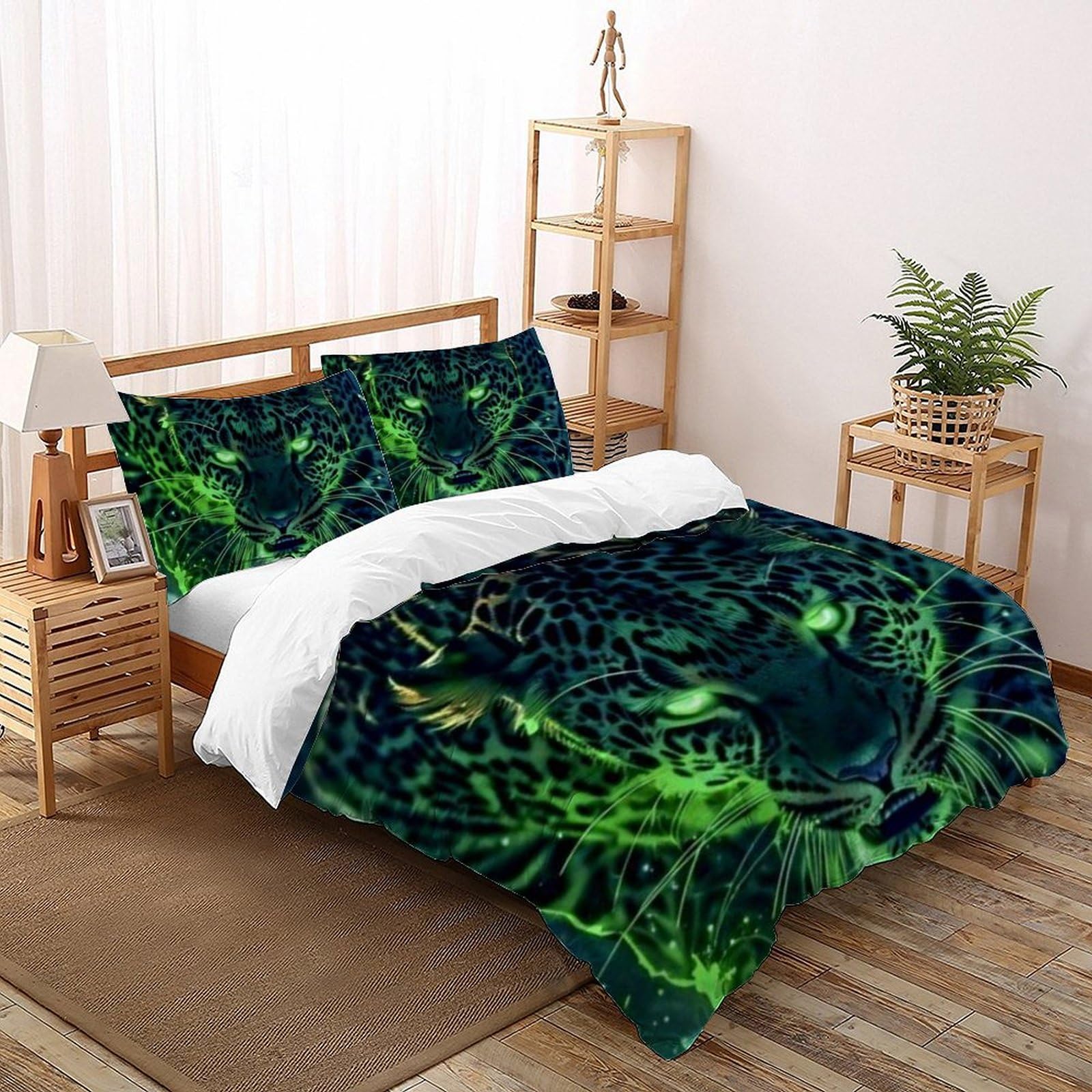 Housse de couette animaux super king 260x220 literie microfibre imprimé léopard