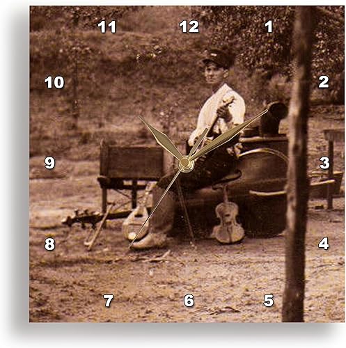 3d Rose Appalachian Old Time músico Banjo Bass Violín reproductor 1900 Reloj de pared, 15" x 15"