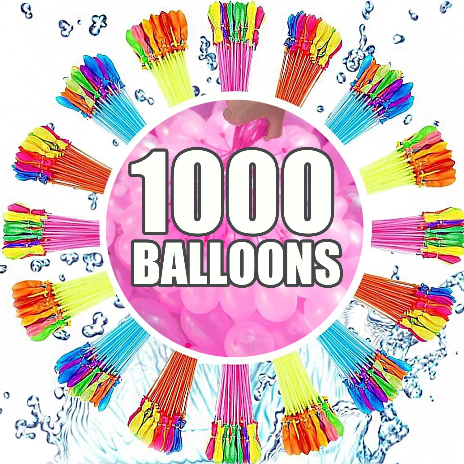 Water Balloons Quick Fill – 1000 Pack Summer Outdoor Party Toys for Kids Ages, Water Balloons for Garden Backyard Splash Pool Play, for Boys Girls