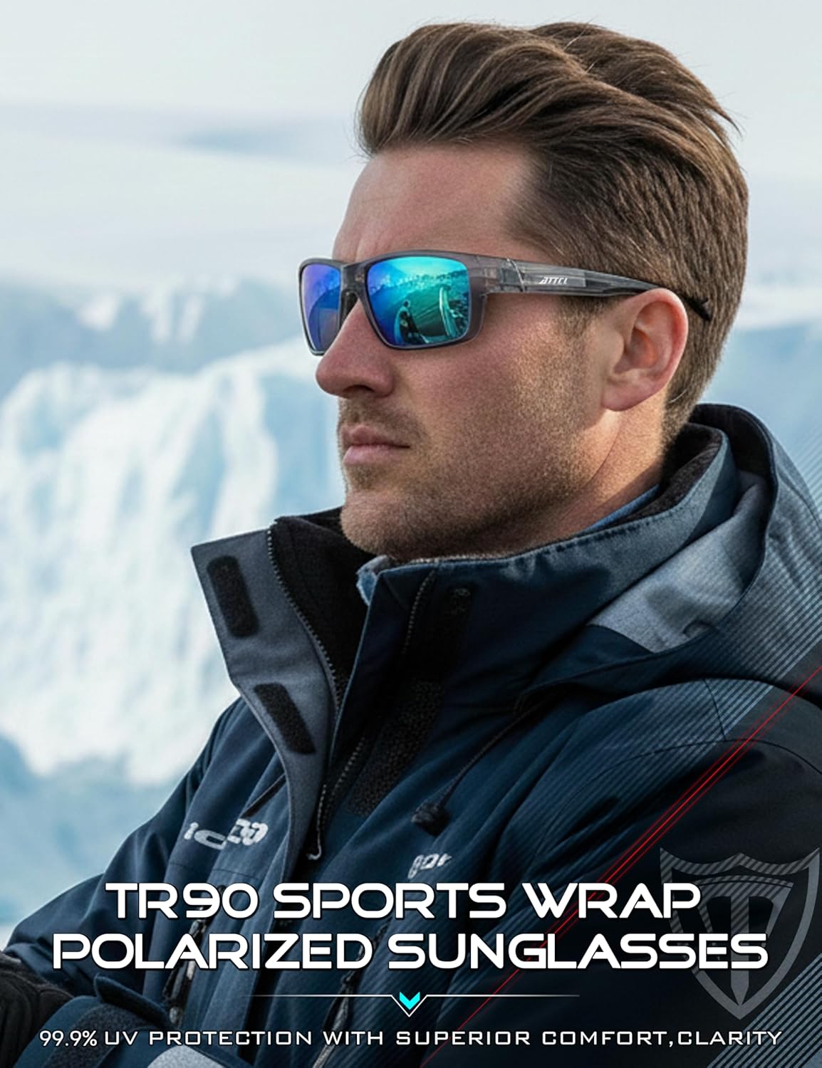 ATTCL Polarized Sunglasses Men for Fishing: UV Protection Lightweight TR90 Sports Wrap Sun Glasses Driving Golf Running - Image 2