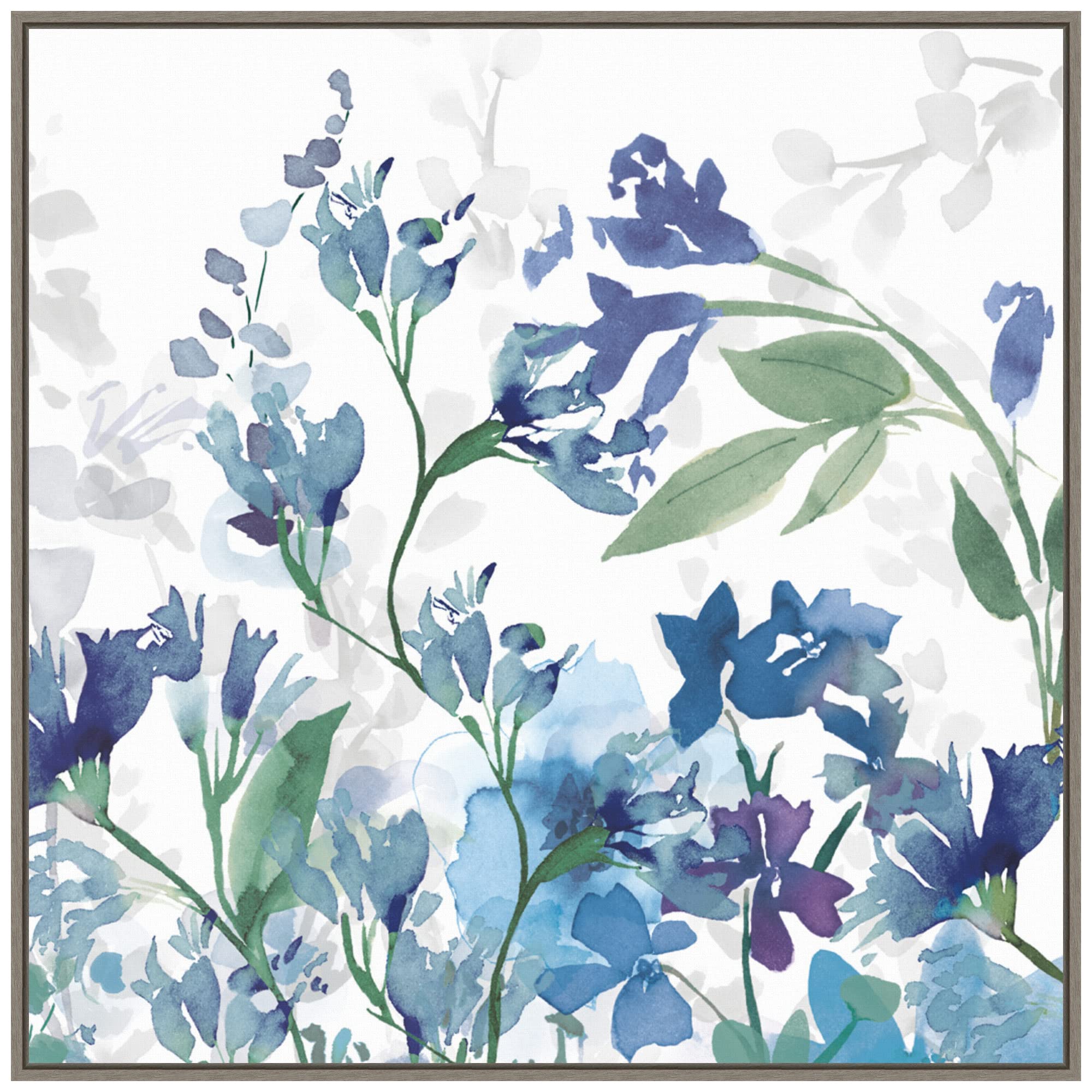 Amanti Art Framed Canvas Wall Art 30x30 Colors of the Garden III Cool Shadows by Wild Apple Portfolio, Framed Wall Art Canvas, Flowers Artwork, Country Rustic Decor, Large Poster Painting for Living