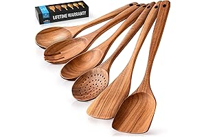 Zulay Kitchen 6-Piece Wooden Cooking Spoons Set