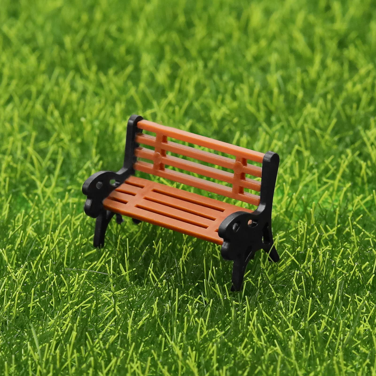 Be In Your Mind 10 Unidades De Banco De Parque A Escala 1:150 Para Maquetas Y Casas De Muñecas, Sillas De Jardín Miniaturas Naranja Con Brazos Negros, Decoración Para Paisajes Y Proyectos