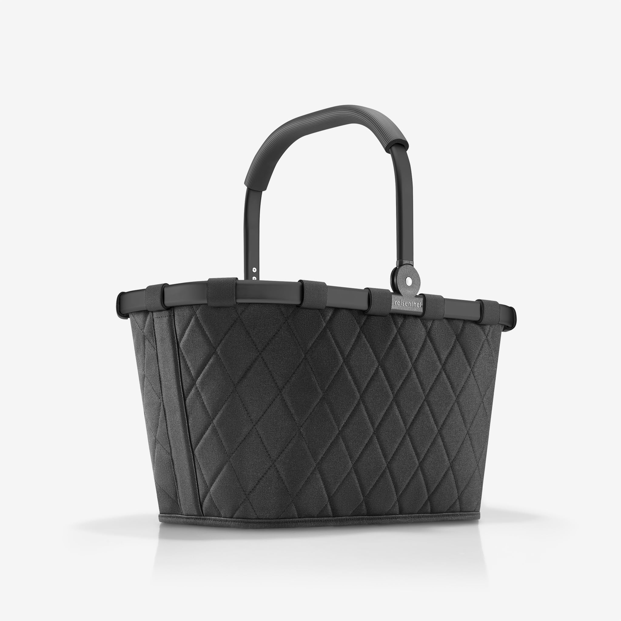 reisenthel Carrybag Frame Rhombus Black - Cesta de la compra estable con mucho espacio de almacenamiento y práctico bolsillo interior, diseño elegante e impermeable