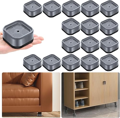 Vista 18 de shouwuhho Paquete de 16 Elevadores de Muebles Ajustables Elevadores de Cama de Servicio Pesado Elevan Altura 1", Elevadores de Cama Cuadrados Negro