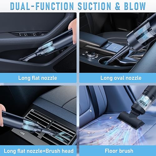 Miniatura 4 de Aspiradora inalámbrica para automóvil, mini aspiradora portátil 4 en 1, con 2 modos de succión y 16 kpa de potencia de succión que sopla e infla, 2