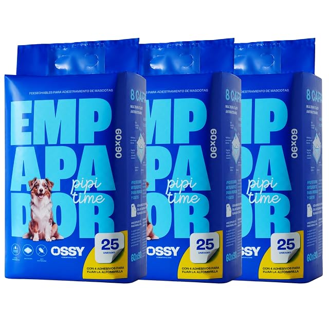 Empapadores Perros Desechables 90x60 cm 75 Unidades Perros Grandes (XL), Super Absorbentes 8 Capas Anti-Fugas
