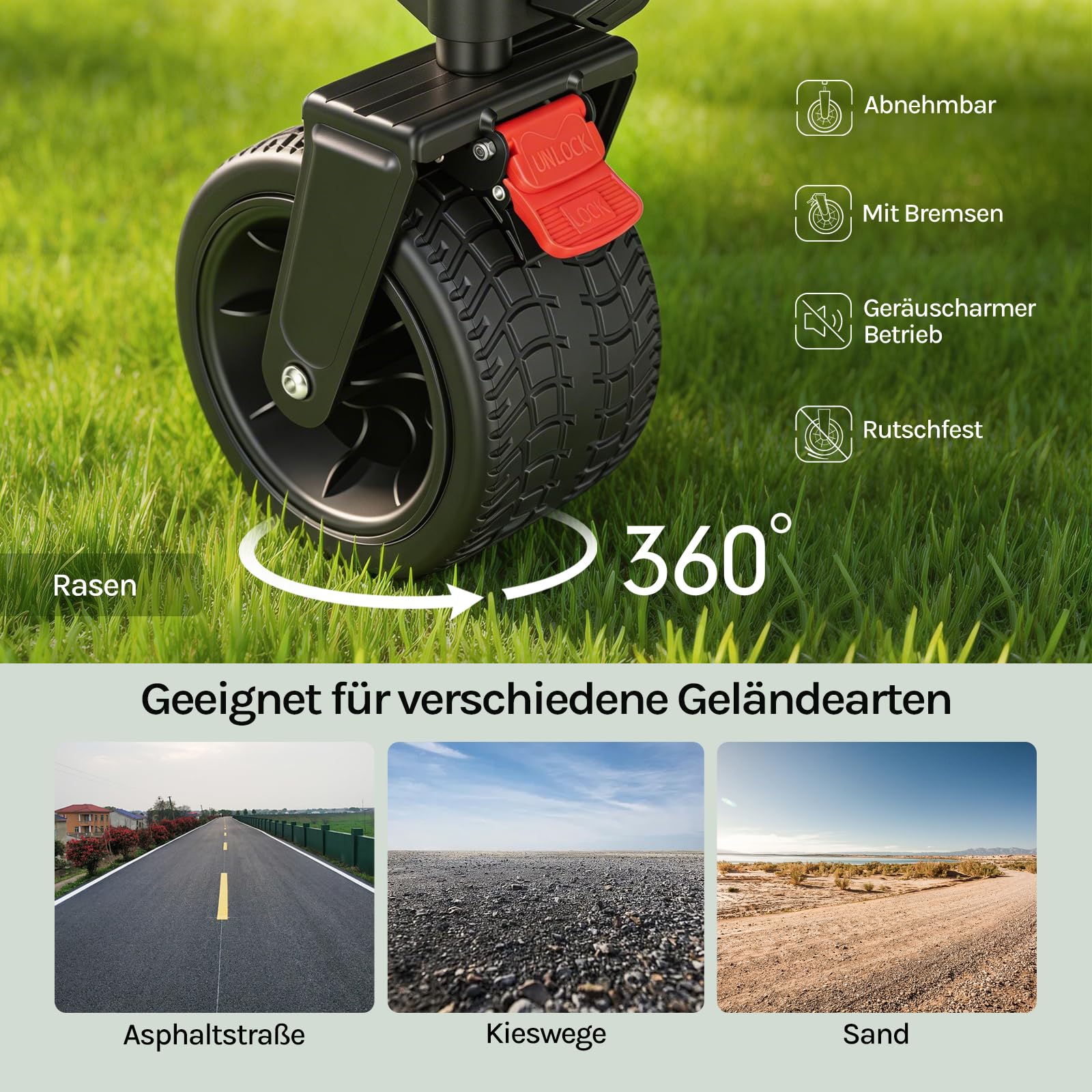 WOLTU Bollerwagen faltbar, Campingwagen 205 L, Tragkraft 180 kg, mit 4 großen Rädern & Seitentasche & 2 Innentaschen & 2 Getränkehaltern, für Camping Strand Garten, Schwarz