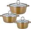 GSW Stahlwaren GmbH 3 Piece Cast Aluminium Cookware Set Gold Black/Clear 30 x 30 x 30 cm