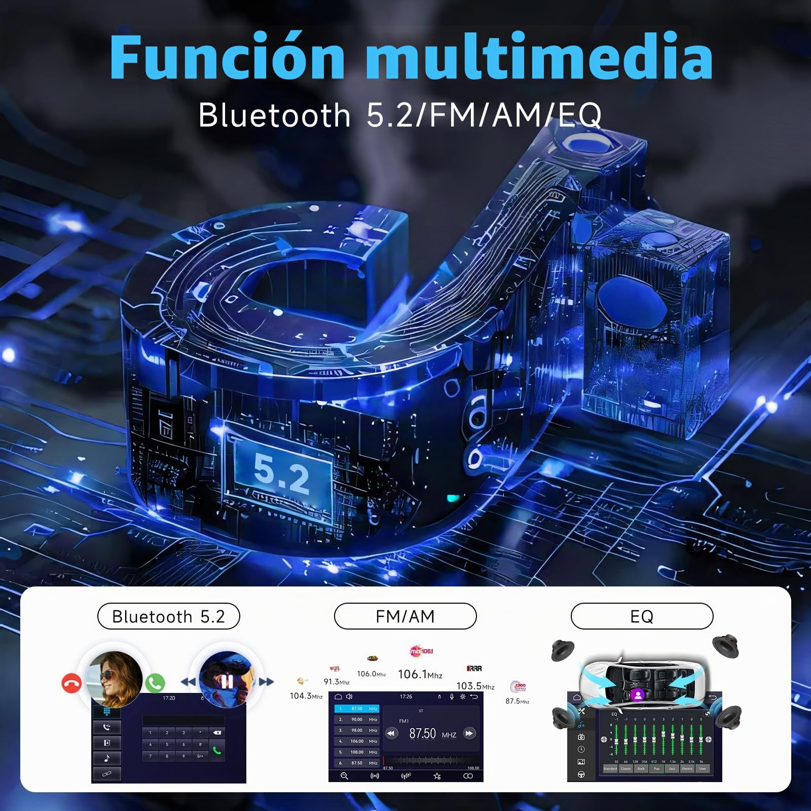 Hodozzy Radio Coche 1 DIN con Carplay Android Auto Inalámbrico, Pantalla Táctil 10,1 Pulgadas Bluetooth Radio FM/Am/RDS MirrorLink SWC EQ USB AUX Reproducción de vídeo en Línea, Cámara Trasera