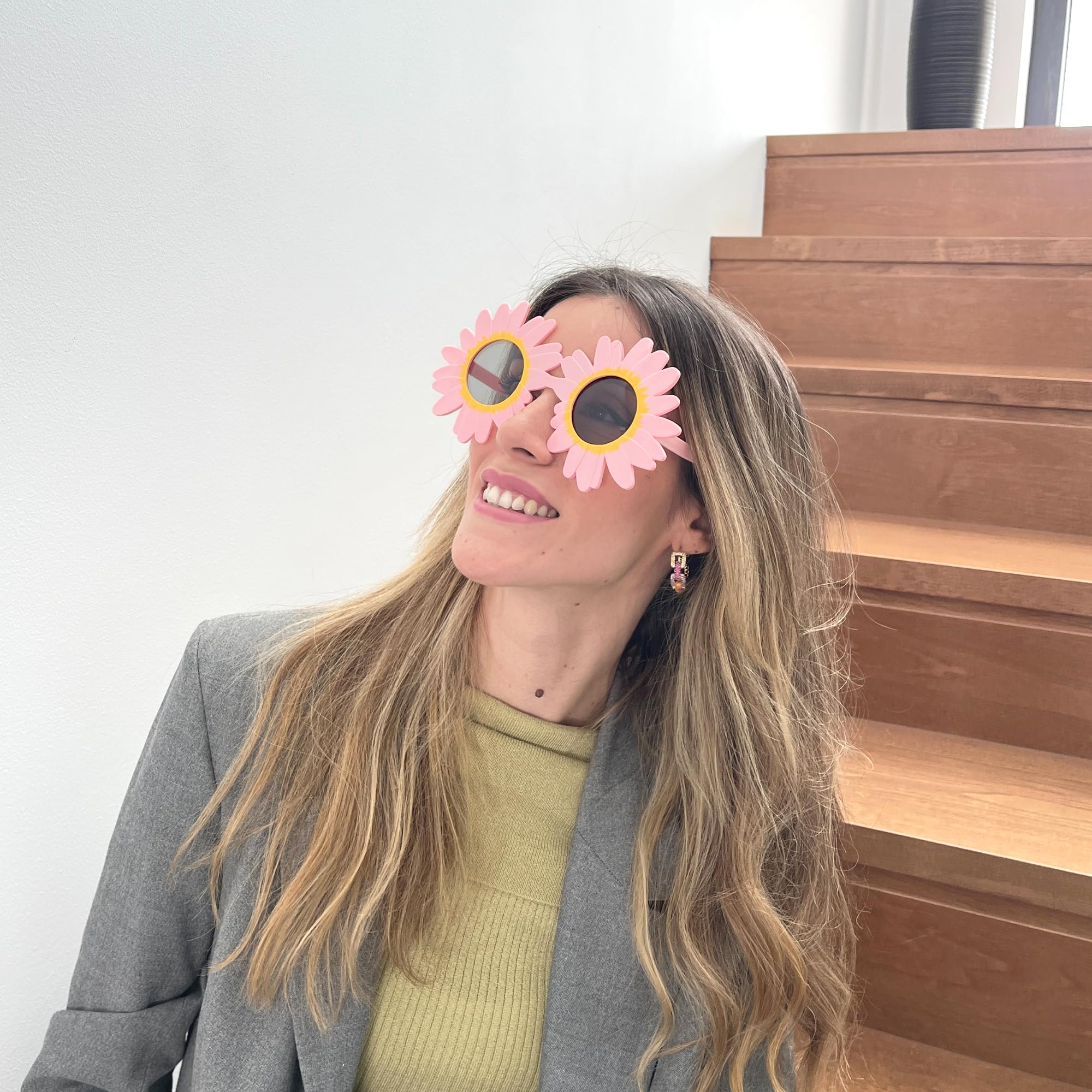 Gafas de Sol en forma de Girasol, gafas de sol sin montura, Gafas diseño flor Girasol, Gafas para disfraz, Gafas para fiesta, Gafas despedida de soltero/a, Gafas carnaval, Unisex (Rosas) - imagen 7
